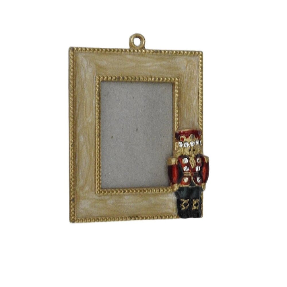 Vintage Miniature Butterscotch Brown Enamel Metal Picture Frame Tabletop Wall